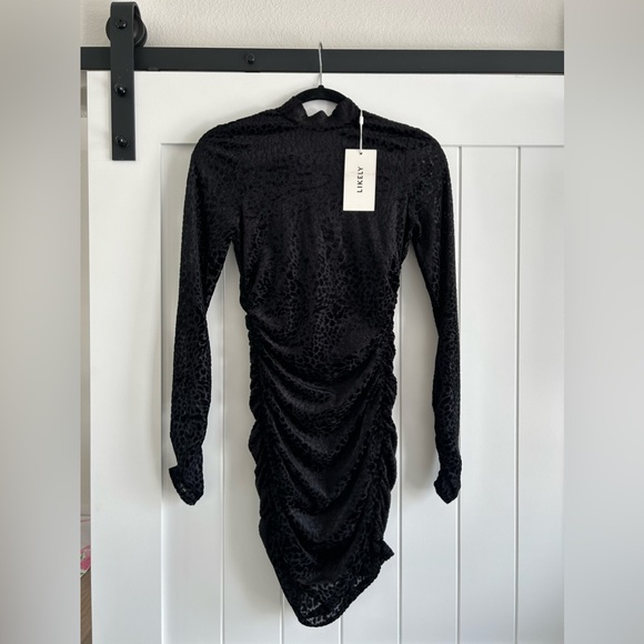 LIKELY Women's Leopard Burnout Wylie Dress - missing button on neck closure - Picture 3 of 5